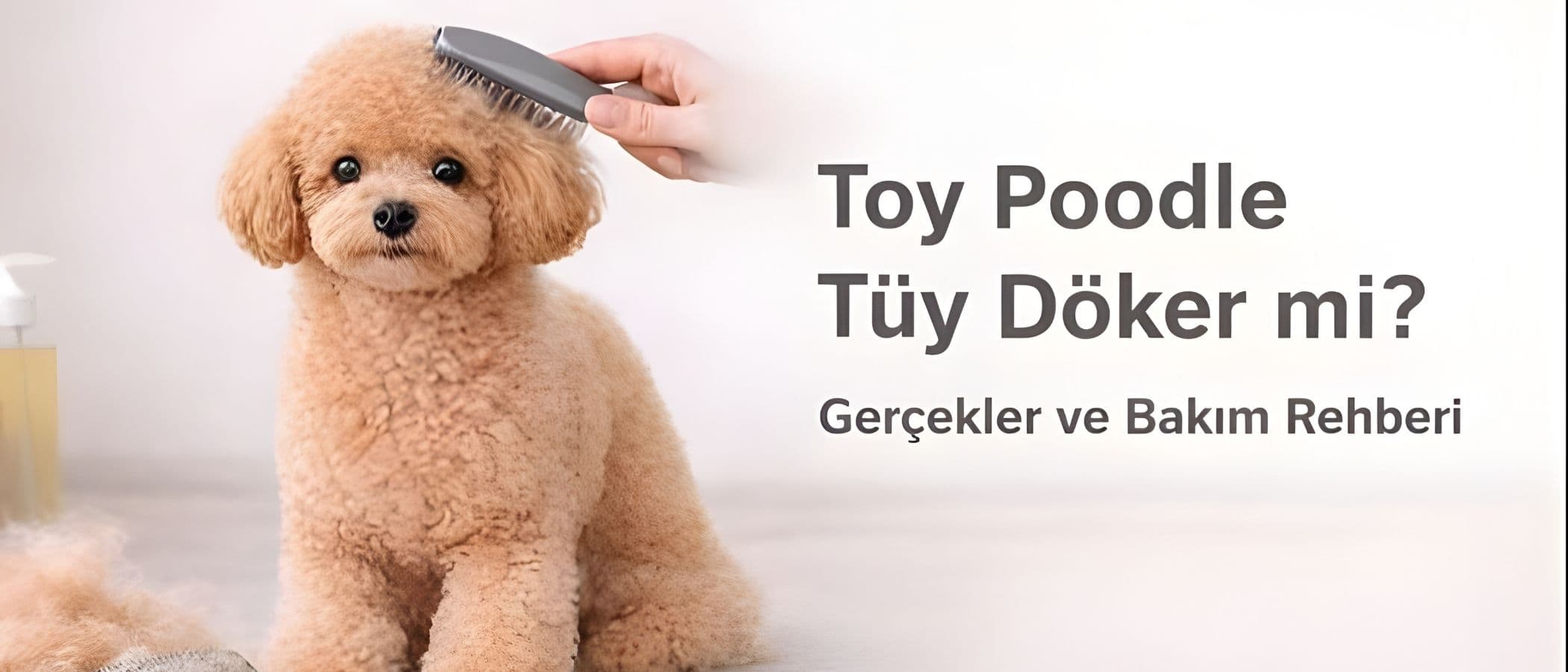 Toy Poodle tüy döker mi sorusunu anlatan, tüy bakımı yapılan Toy Poodle görseli